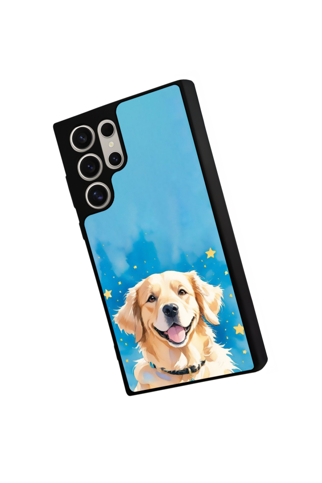 Samsung Galaxy S22 Ultra Uyumlu Golden Kopek Tasarımlı Glossy Premium Kılıf