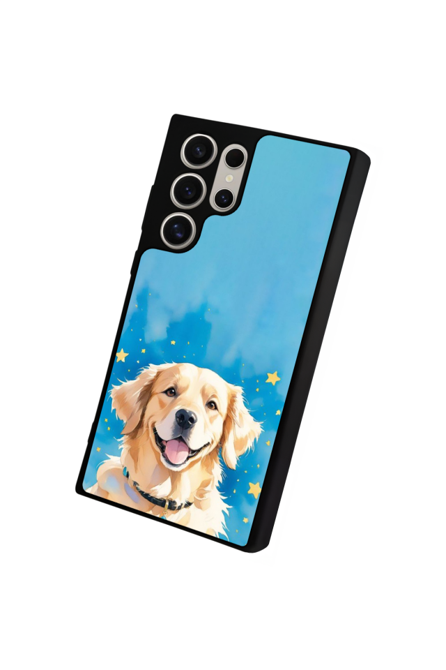 Samsung Galaxy S22 Ultra Uyumlu Golden Kopek Tasarımlı Glossy Premium Kılıf