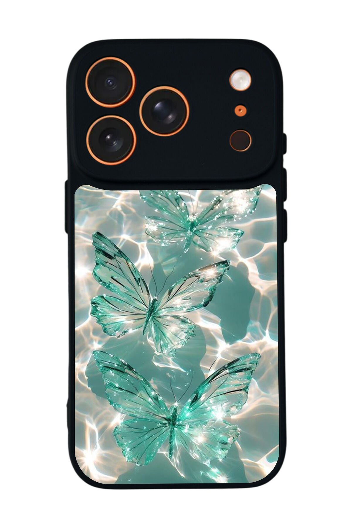 iPhone 17 Pro Uyumlu Kelebek Tasarımlı Glossy Premium Kılıf