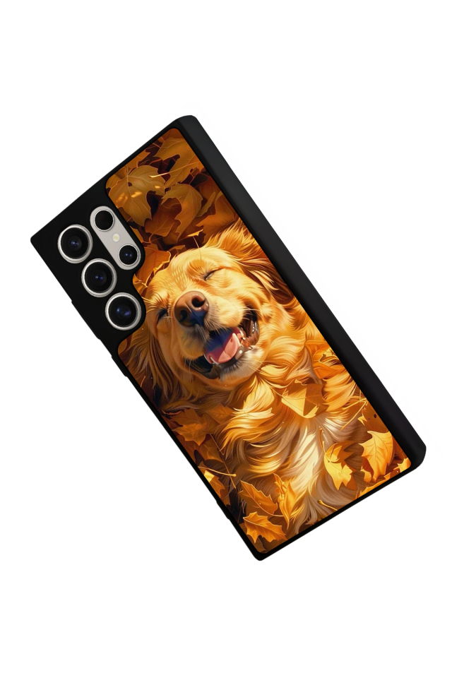Samsung Galaxy S22 Ultra Uyumlu Golden Kopek Tasarımlı Glossy Premium Kılıf