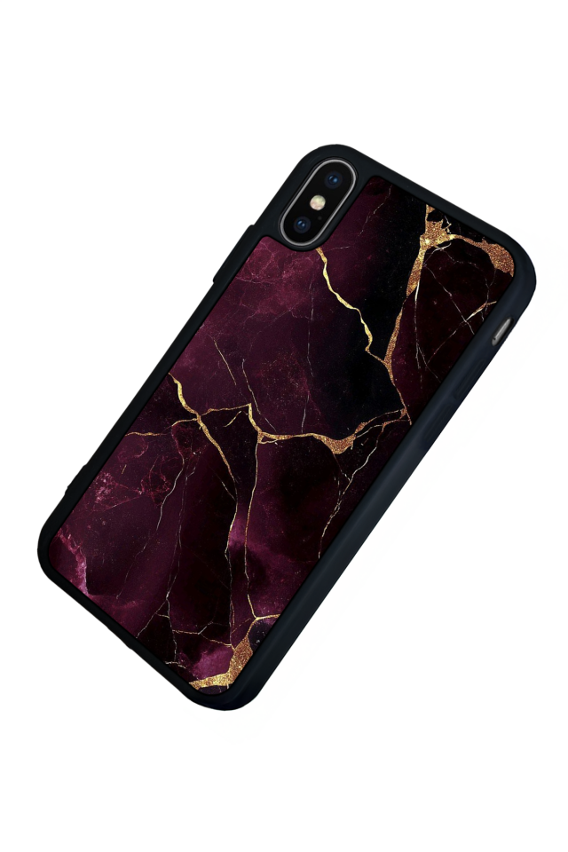 iPhone XS Max Uyumlu Mermer Marble Tasarımlı Glossy Premium Kılıf