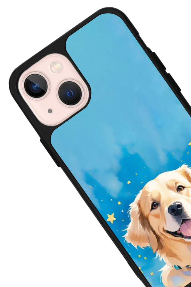 iPhone 14 Plus Uyumlu Golden Kopek Tasarımlı Glossy Premium Kılıf