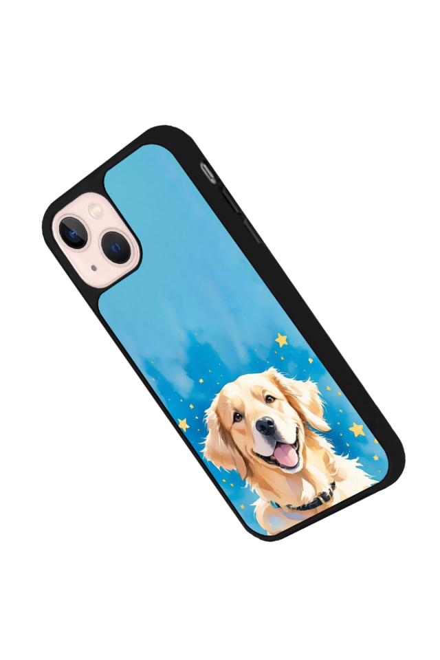 iPhone 14 Plus Uyumlu Golden Kopek Tasarımlı Glossy Premium Kılıf