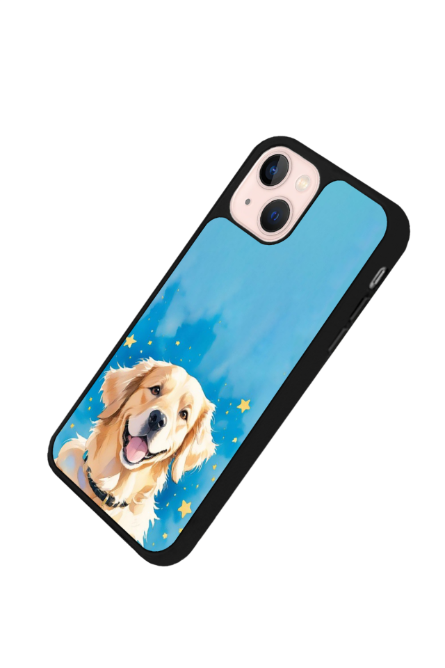 iPhone 14 Plus Uyumlu Golden Kopek Tasarımlı Glossy Premium Kılıf