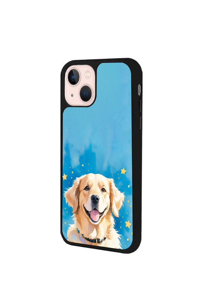 iPhone 14 Plus Uyumlu Golden Kopek Tasarımlı Glossy Premium Kılıf