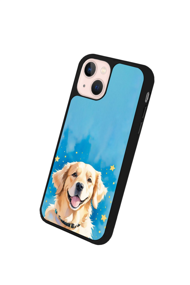 iPhone 14 Plus Uyumlu Golden Kopek Tasarımlı Glossy Premium Kılıf