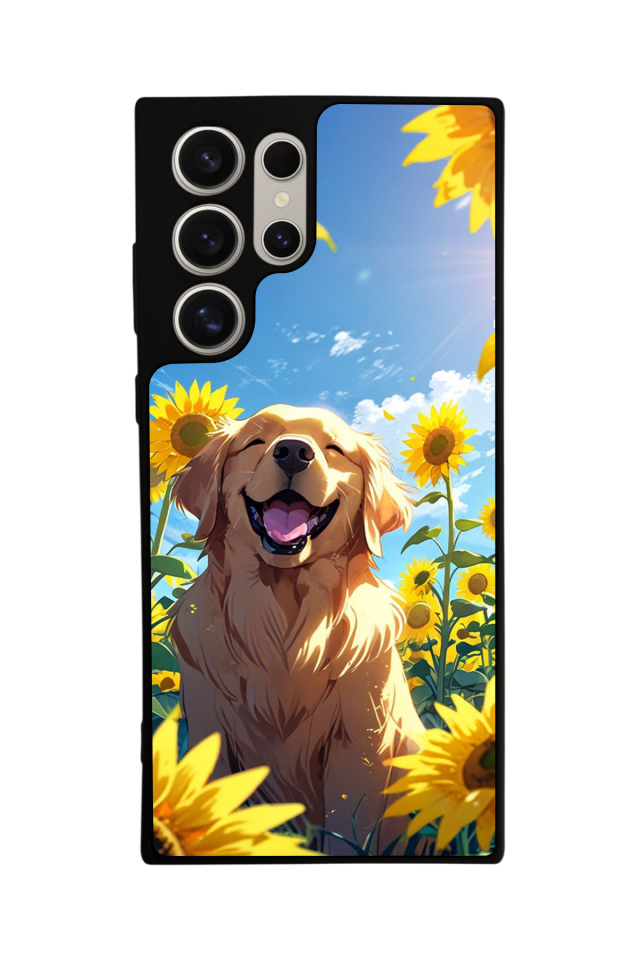 Samsung Galaxy S22 Ultra Uyumlu Golden Kopek Tasarımlı Glossy Premium Kılıf