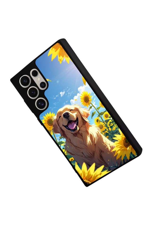 Samsung Galaxy S22 Ultra Uyumlu Golden Kopek Tasarımlı Glossy Premium Kılıf