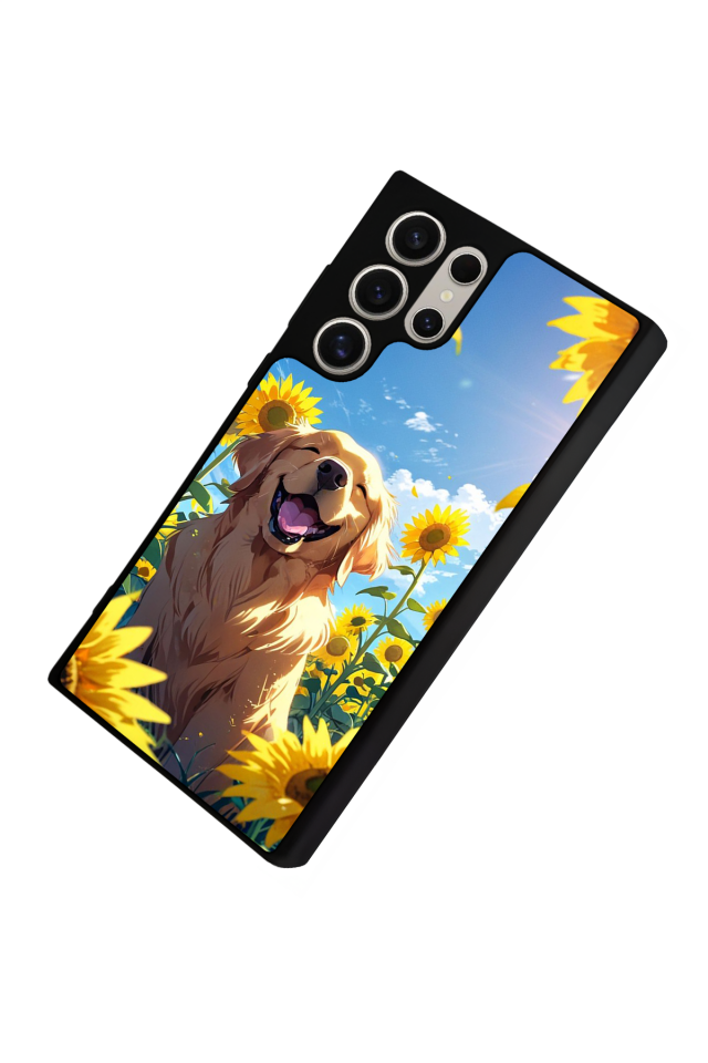 Samsung Galaxy S22 Ultra Uyumlu Golden Kopek Tasarımlı Glossy Premium Kılıf