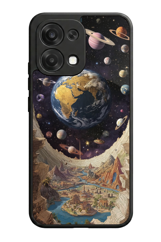 Oppo A6 Pro Uyumlu Uzay Tasarımlı Glossy Premium Kılıf