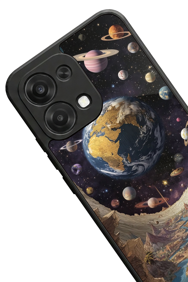Oppo A6 Pro Uyumlu Uzay Tasarımlı Glossy Premium Kılıf