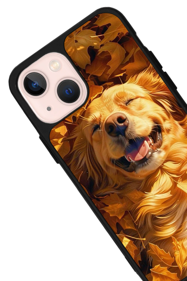 iPhone 14 Plus Uyumlu Golden Kopek Tasarımlı Glossy Premium Kılıf