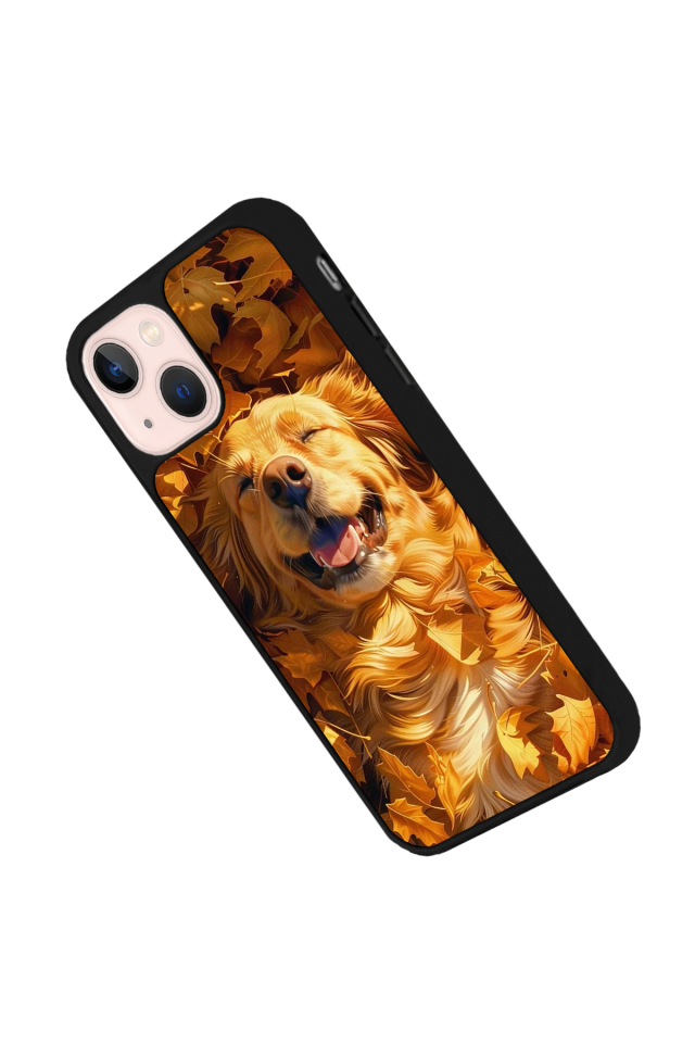 iPhone 14 Plus Uyumlu Golden Kopek Tasarımlı Glossy Premium Kılıf