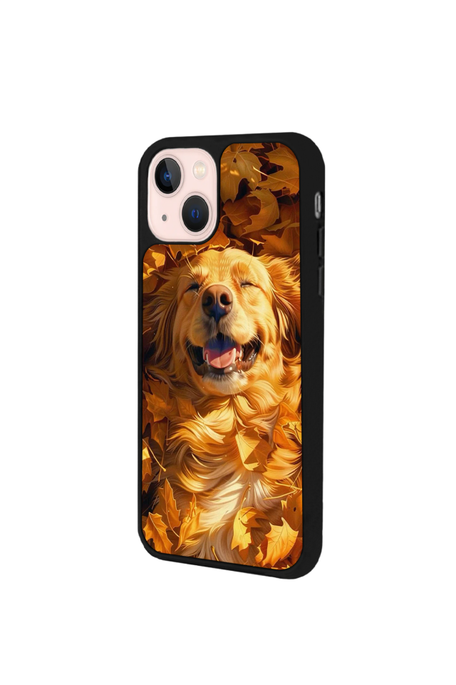 iPhone 14 Plus Uyumlu Golden Kopek Tasarımlı Glossy Premium Kılıf