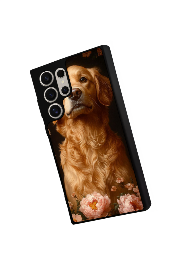 Samsung Galaxy S22 Ultra Uyumlu Golden Kopek Tasarımlı Glossy Premium Kılıf