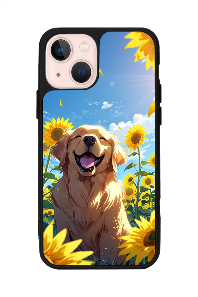 iPhone 14 Plus Uyumlu Golden Kopek Tasarımlı Glossy Premium Kılıf