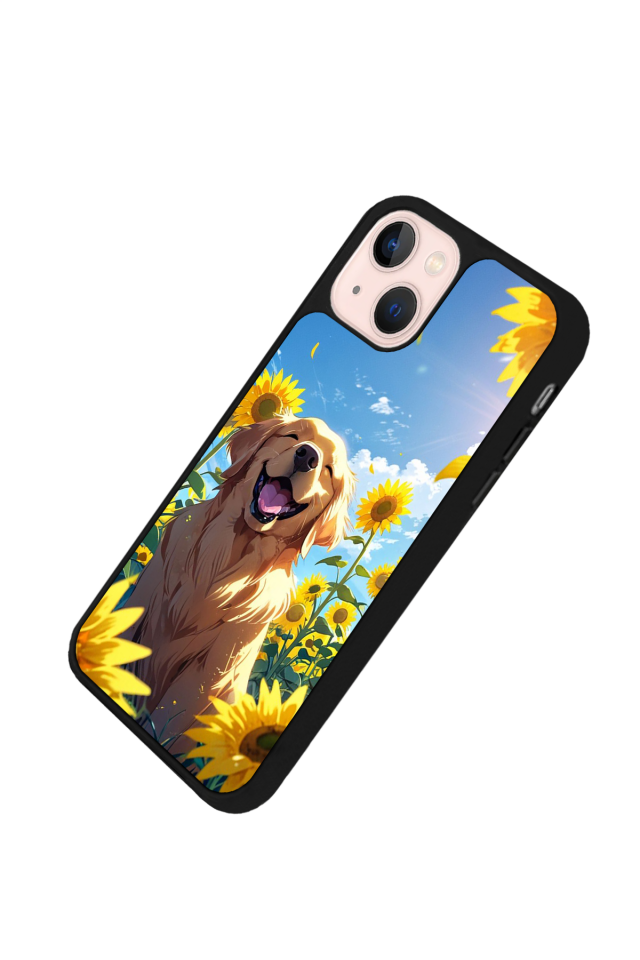 iPhone 14 Plus Uyumlu Golden Kopek Tasarımlı Glossy Premium Kılıf