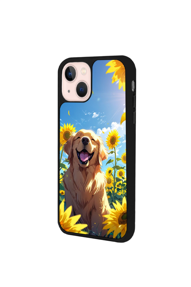 iPhone 14 Plus Uyumlu Golden Kopek Tasarımlı Glossy Premium Kılıf