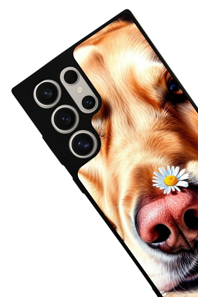 Samsung Galaxy S22 Ultra Uyumlu Golden Kopek Tasarımlı Glossy Premium Kılıf