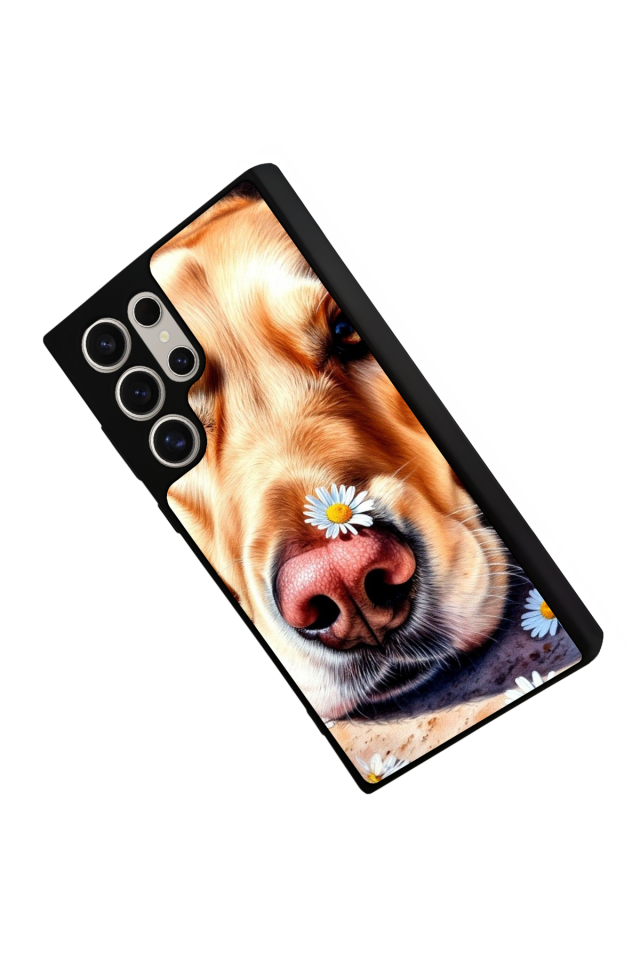 Samsung Galaxy S22 Ultra Uyumlu Golden Kopek Tasarımlı Glossy Premium Kılıf