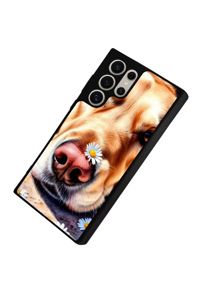 Samsung Galaxy S22 Ultra Uyumlu Golden Kopek Tasarımlı Glossy Premium Kılıf