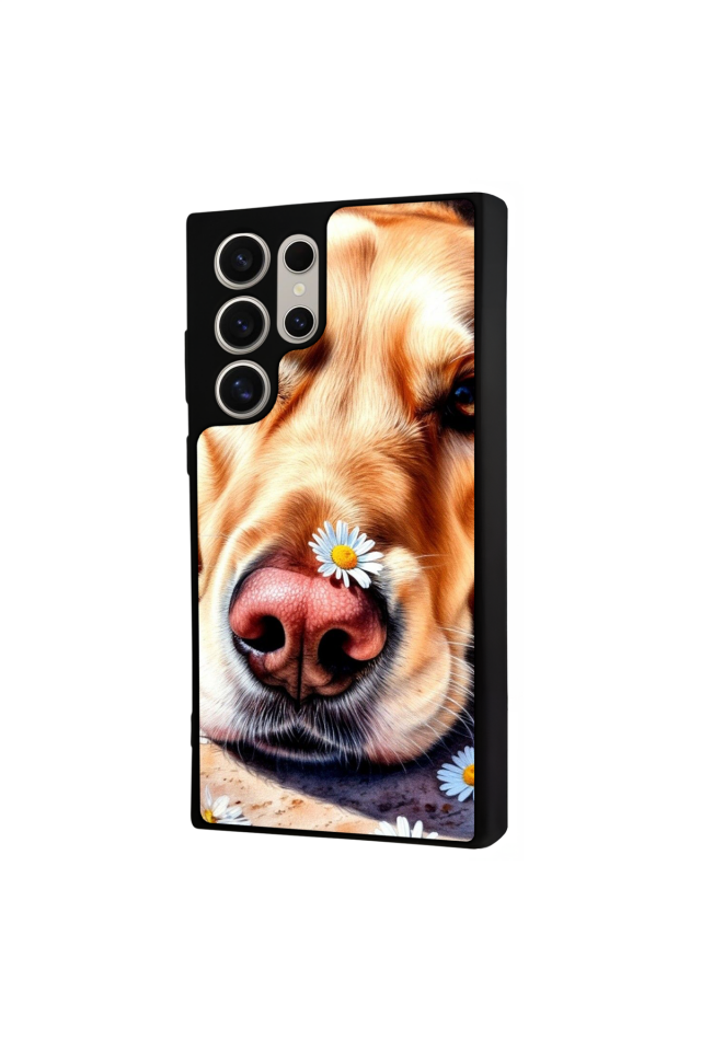 Samsung Galaxy S22 Ultra Uyumlu Golden Kopek Tasarımlı Glossy Premium Kılıf