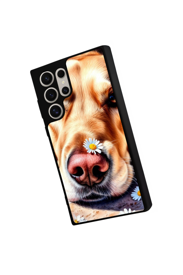 Samsung Galaxy S22 Ultra Uyumlu Golden Kopek Tasarımlı Glossy Premium Kılıf