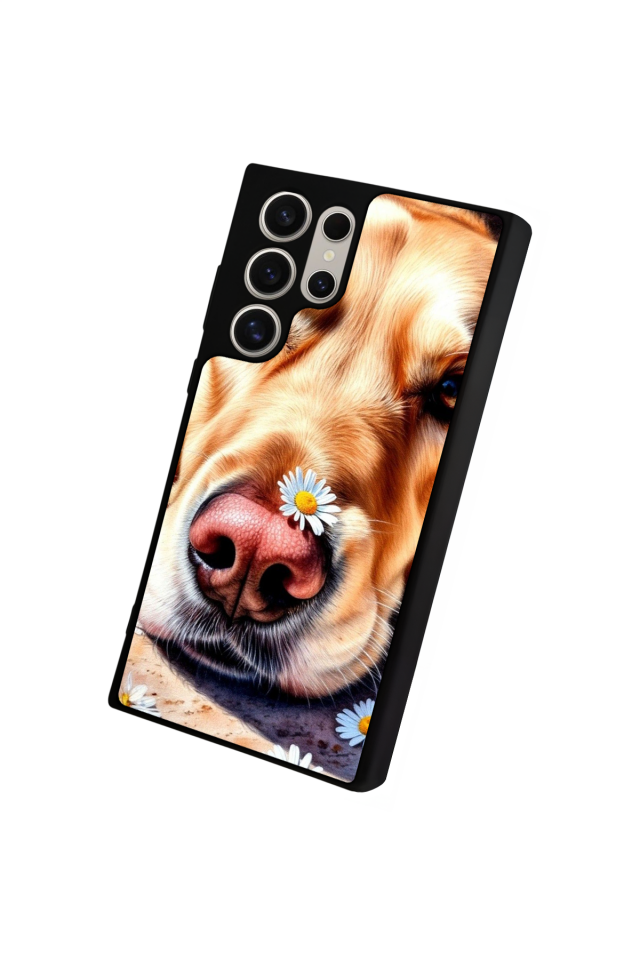 Samsung Galaxy S22 Ultra Uyumlu Golden Kopek Tasarımlı Glossy Premium Kılıf