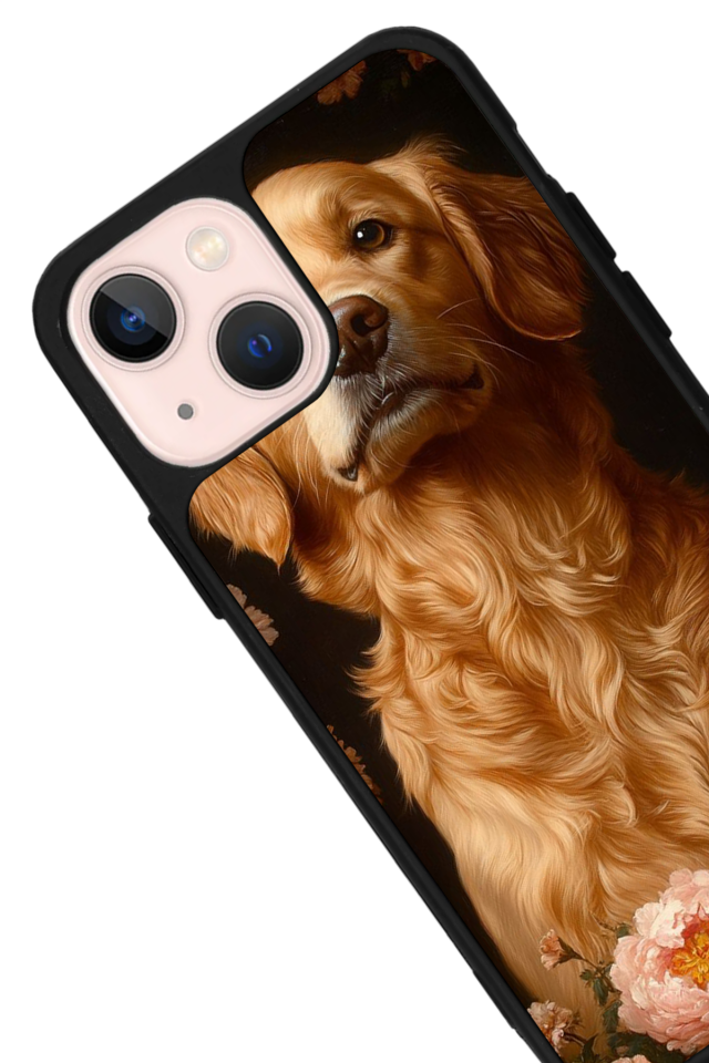 iPhone 14 Plus Uyumlu Golden Kopek Tasarımlı Glossy Premium Kılıf