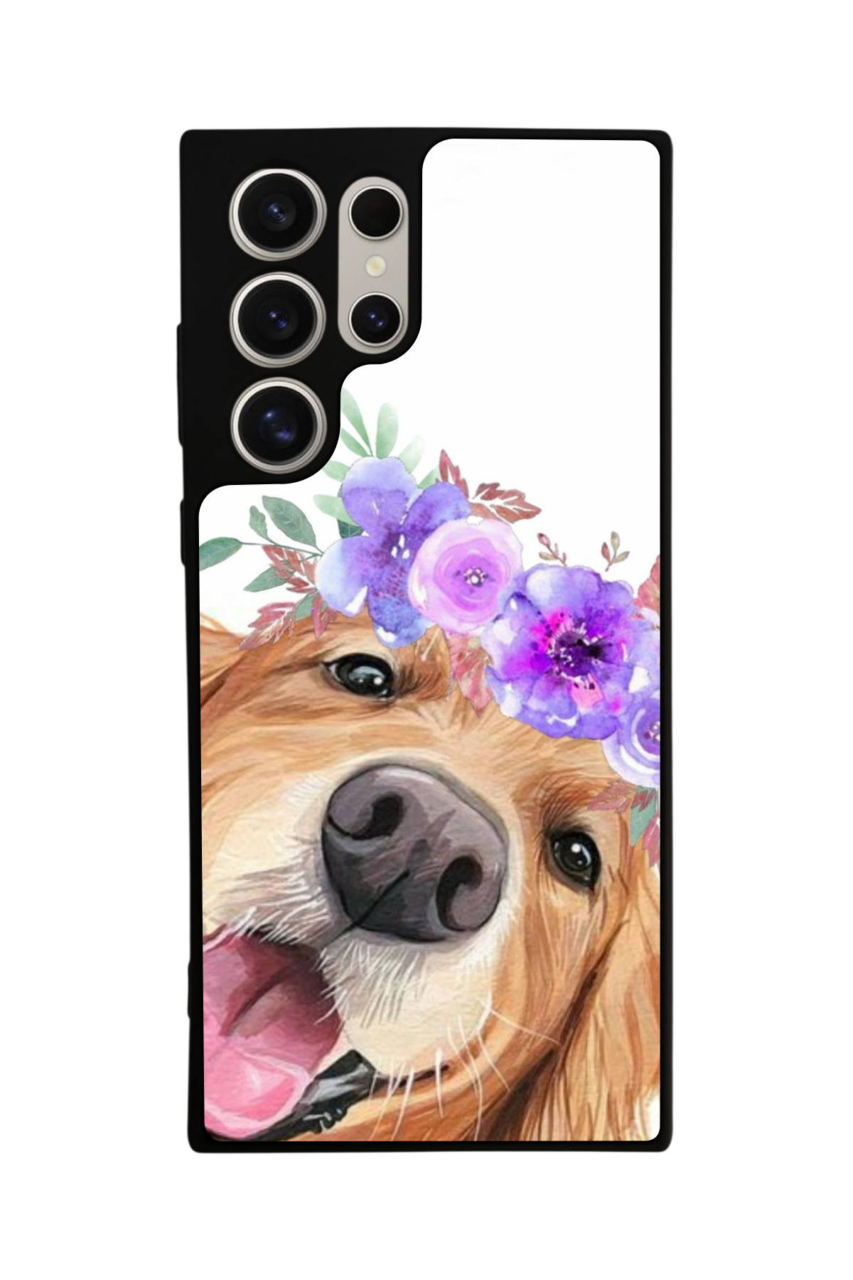 Samsung Galaxy S22 Ultra Uyumlu Golden Kopek Tasarımlı Glossy Premium Kılıf