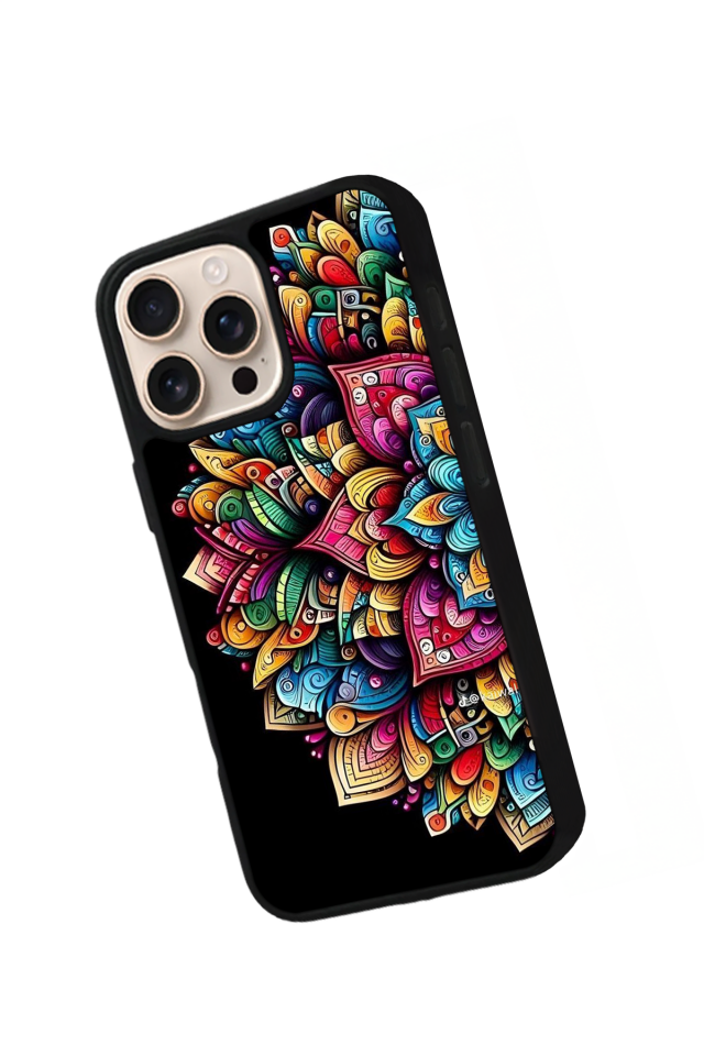 iPhone 15 Pro Uyumlu Mandala Tasarımlı Glossy Premium Kılıf