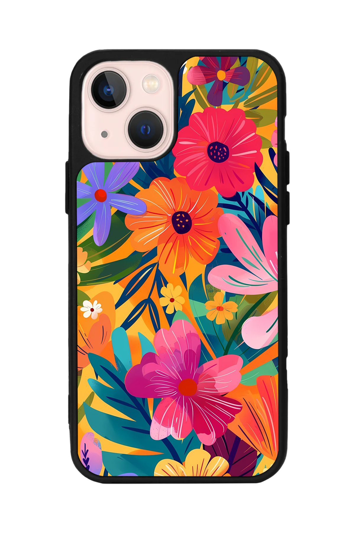 iPhone 13/14 Uyumlu Floral Tasarımlı Glossy Premium Kılıf