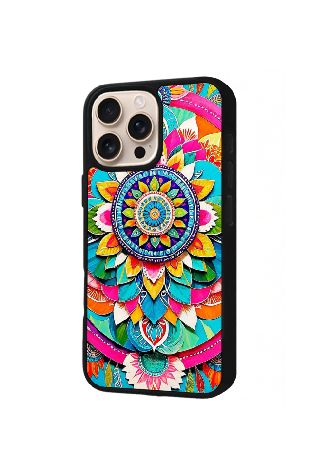 iPhone 15 Pro Uyumlu Mandala Tasarımlı Glossy Premium Kılıf