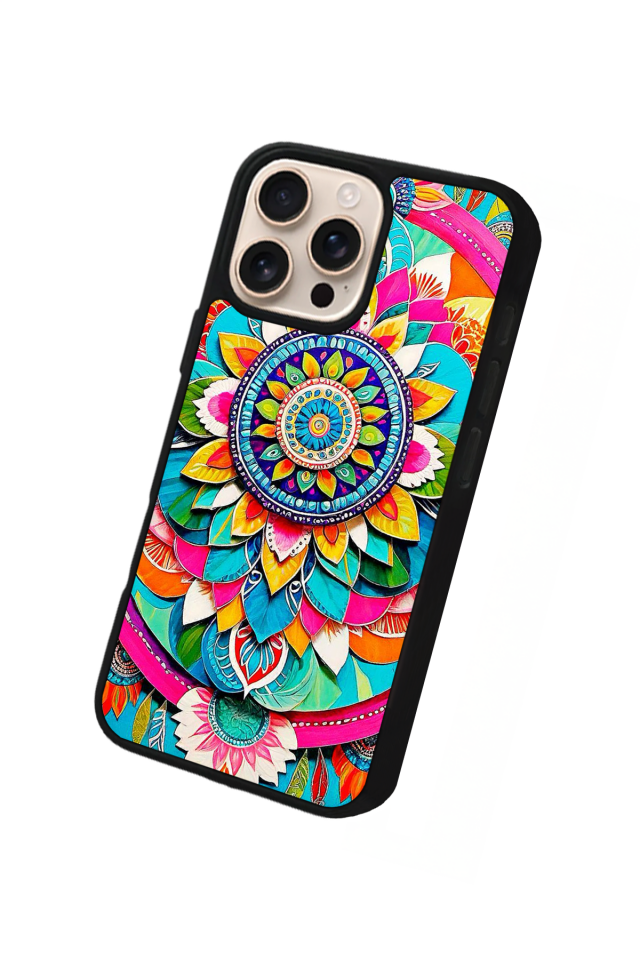 iPhone 15 Pro Uyumlu Mandala Tasarımlı Glossy Premium Kılıf