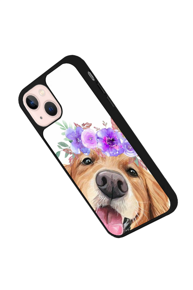 iPhone 14 Plus Uyumlu Golden Kopek Tasarımlı Glossy Premium Kılıf