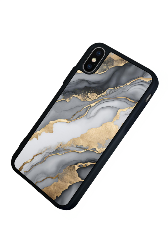 iPhone XS Max Uyumlu Mermer Marble Tasarımlı Glossy Premium Kılıf