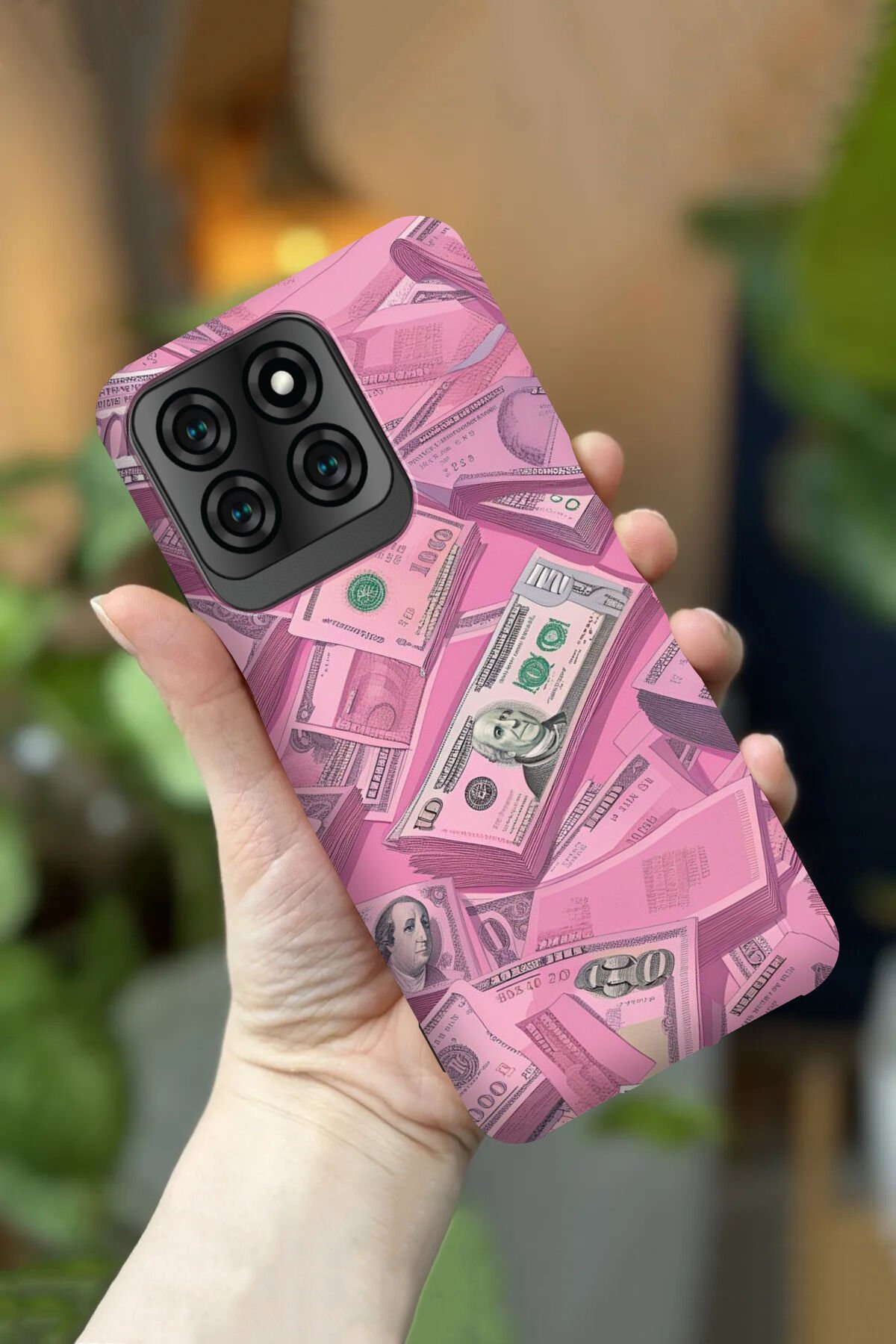 Reeder S71 Uyumlu Kamera Korumalı Pembe Para Desenli HD Baskılı Silikon Kılıf