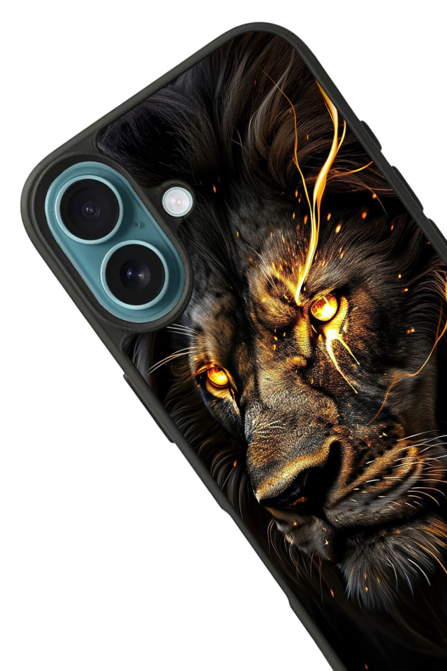 iPhone 16 Plus Uyumlu Aslan Tasarımlı Glossy Premium Kılıf