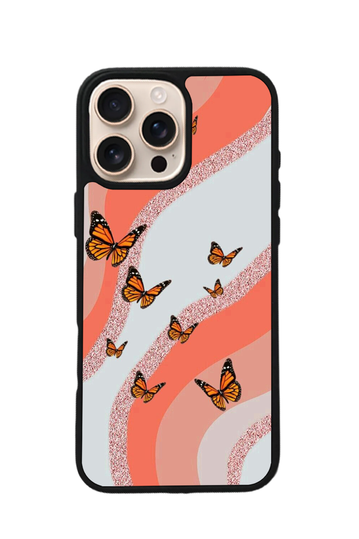 iPhone 14 Pro Uyumlu Kelebek Tasarımlı Glossy Premium Kılıf