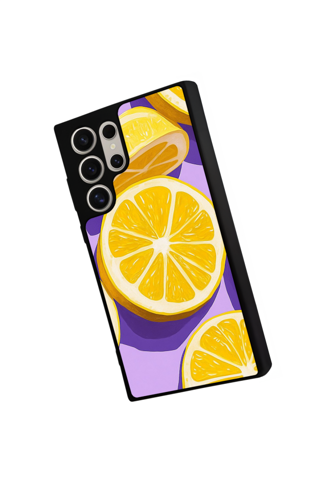 Samsung Galaxy S22 Ultra Uyumlu Limon Tasarımlı Glossy Premium Kılıf