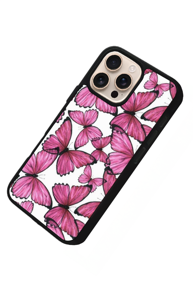 iPhone 14 Pro Uyumlu Kelebek Tasarımlı Glossy Premium Kılıf