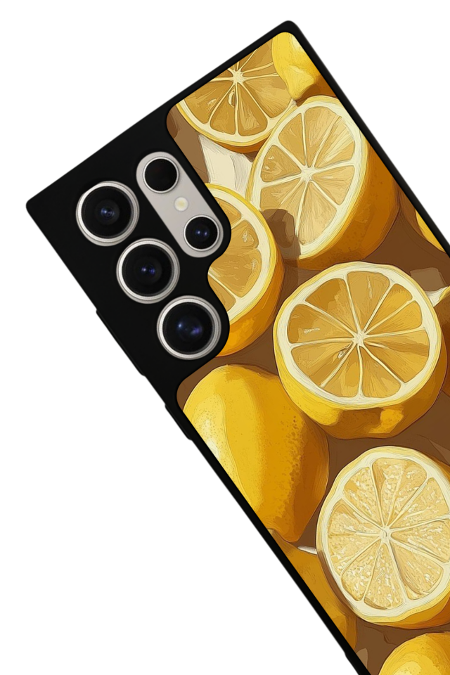Samsung Galaxy S22 Ultra Uyumlu Limon Tasarımlı Glossy Premium Kılıf