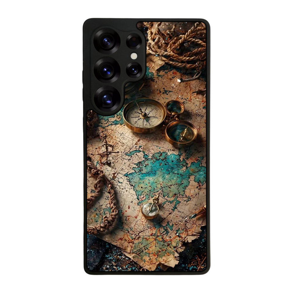 Samsung Galaxy S25 Ultra Uyumlu Harita Tasarımlı Glossy Premium Kılıf