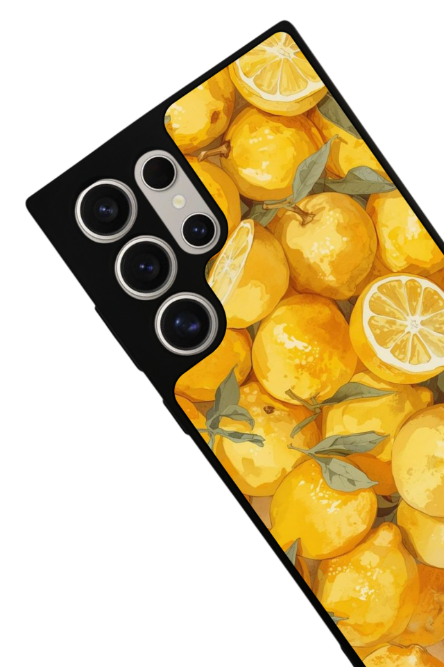 Samsung Galaxy S22 Ultra Uyumlu Limon Tasarımlı Glossy Premium Kılıf