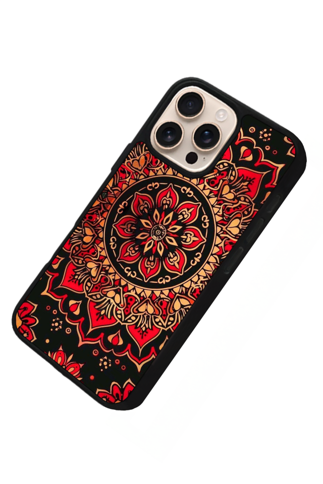 iPhone 15 Pro Uyumlu Mandala Tasarımlı Glossy Premium Kılıf