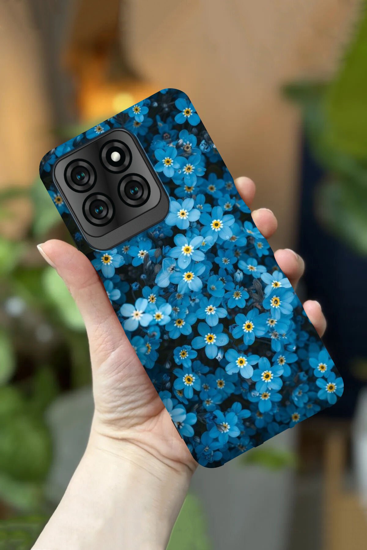 Reeder S71 Uyumlu Kamera Korumalı Mavi Çiçek Desenli HD Baskılı Silikon Kılıf