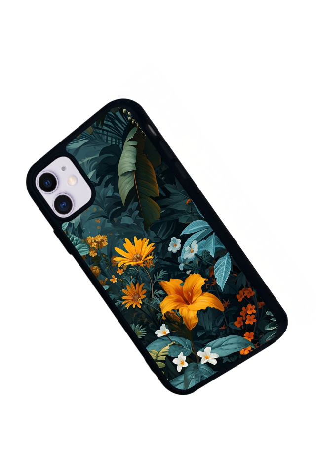 iPhone 11 Uyumlu Botanik Tasarımlı Glossy Premium Kılıf