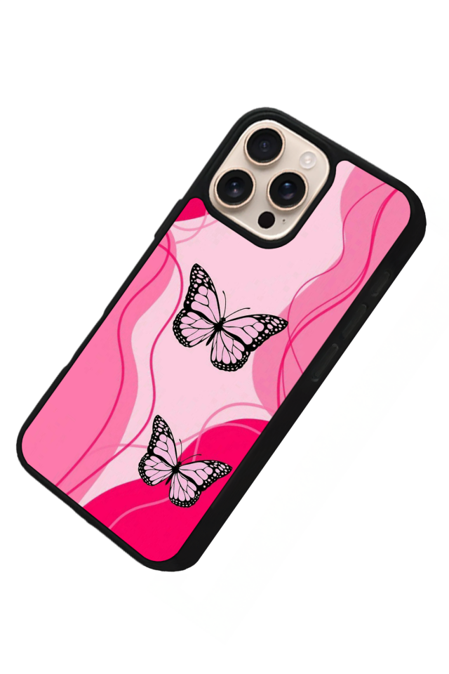 iPhone 14 Pro Uyumlu Kelebek Tasarımlı Glossy Premium Kılıf