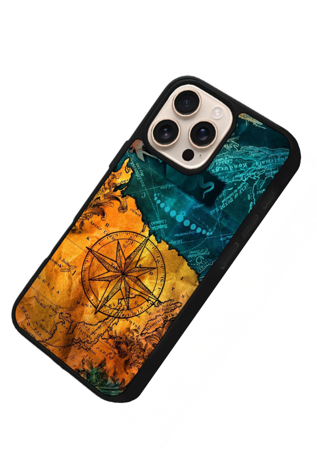 iPhone 16 Pro Max Uyumlu Pusula Tasarımlı Glossy Premium Kılıf