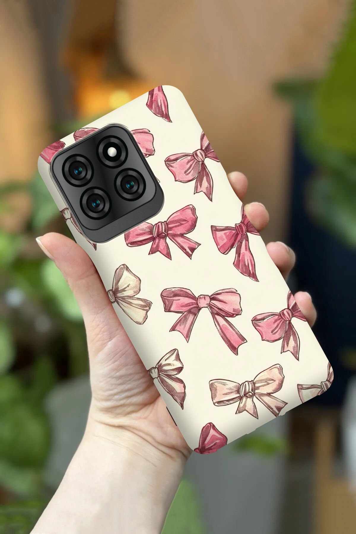 Reeder S71 Uyumlu Kamera Korumalı Pembe Kurdele Desenli HD Baskılı Silikon Kılıf